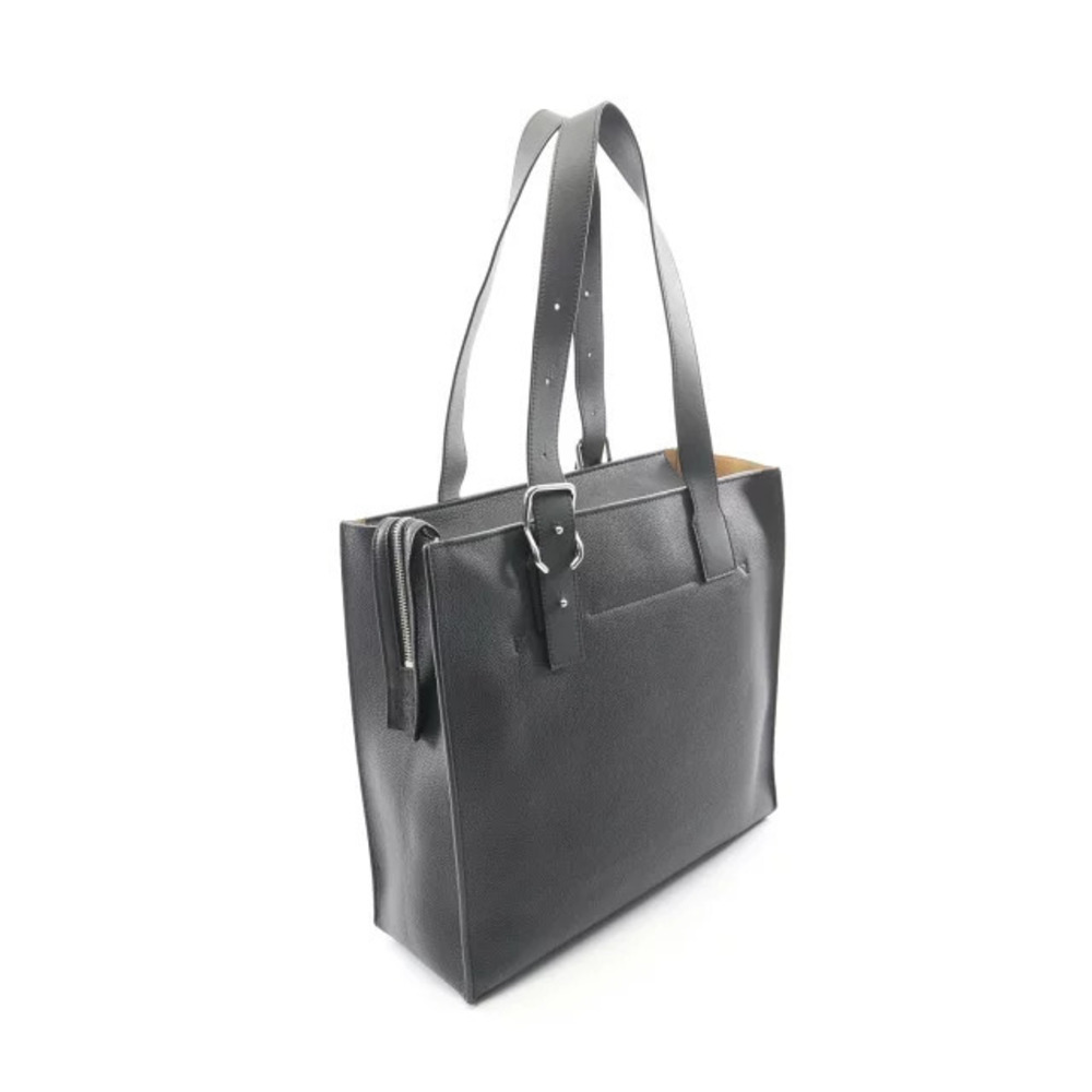 Loewe Black Anagram Horizontal Bag Leather Buckle Tote Black